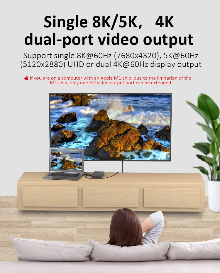 Док-станция 8K со встроенным слотом NVME и NGFF SSD для ноутбука