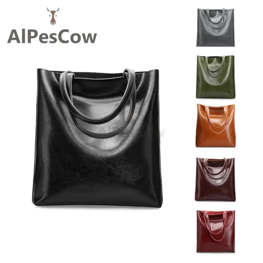 Купи Ladies Classic Large Vintage Cow Leather Bag Big Genuine Leather Handbags Female 2023 Office Hand Shoulder Bags For Women Tote за 1,984 рублей в магазине AliExpress