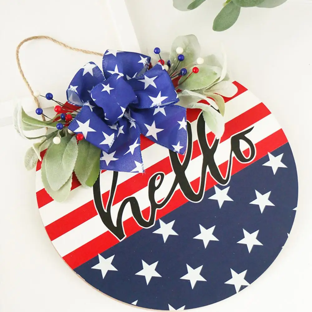 

Красивая легкая дверная подвесная доска против выцветания День Независимости патриотический знак приветствия дверной венок создает атмос...