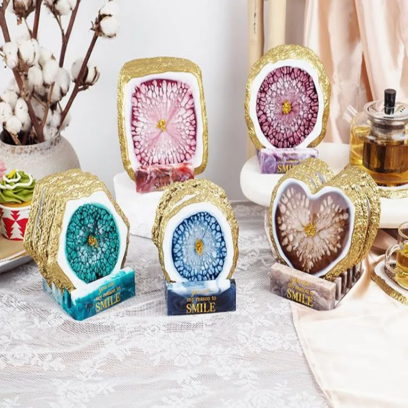 Набор зеркальных силиконовых подставок сделай сам с минеральными краями