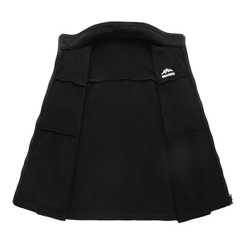 Мужской флисовый жилет Черный Повседневный без рукавов в стиле пэчворк большие