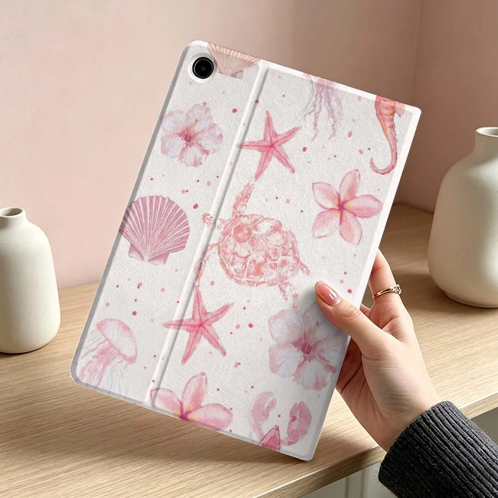 Фото Мягкий чехол для планшетов Samsung Galaxy Tab S11 S10 S9 S8 S7 S6 A11 A9 A8 A7 Ultra Lite FE Plus с рисунком розовой морской звезды и черепахи №5