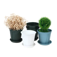 new 5pcs flower pot plastic root pot flower pot planter nursery garden desk home decor candy random colors with trays