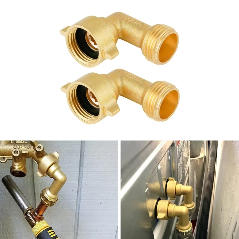 

KX4B Garden Hose Connector 90 Degree Brass Garden Hose Elbow Solid Brass Adapter 2Pcs