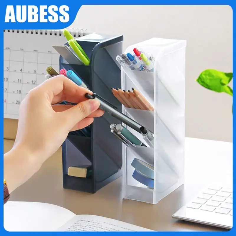 

Makeup Brush Stand Office Frosted Stationery Storage Desktop Oblique Insertion Pencil Holder School Supplies Pencil Stand 4 Grid