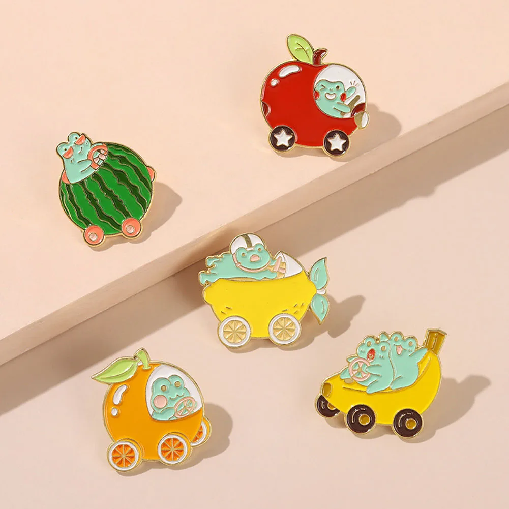 

Frog Fruit Cars Enamel Pin Lemon Watermelon Banana Apple Orange Brooches Lapel Pin Badge Jewelry Gift Freinds Accessories Custom