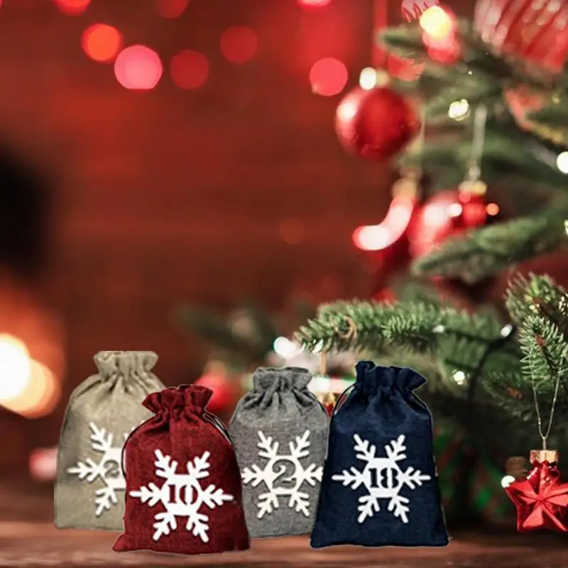 Мешочек с календарём и этикетками на шнурке 24 дня