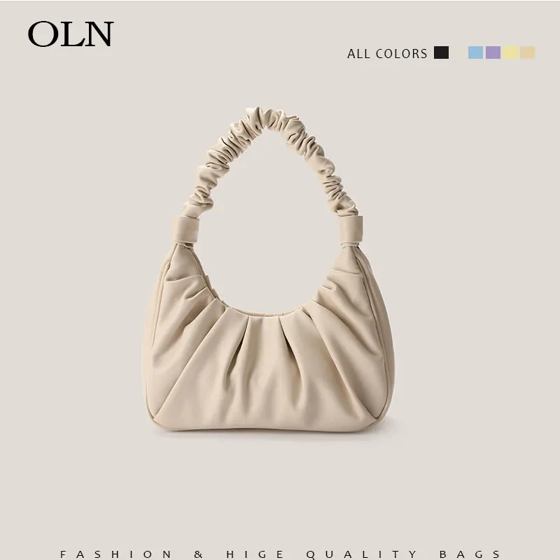 

Cloud Purple Pleated Tote Bag Women Beige Leather Shoulder Bags 2022 Fashion Small White Purses And Handbags Luxury Designer