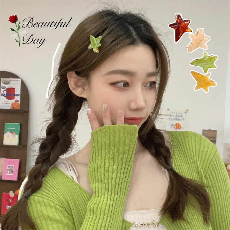 1/2 шт. акриловые заколки для волос со звездами Y2k девочек милые нестандартные