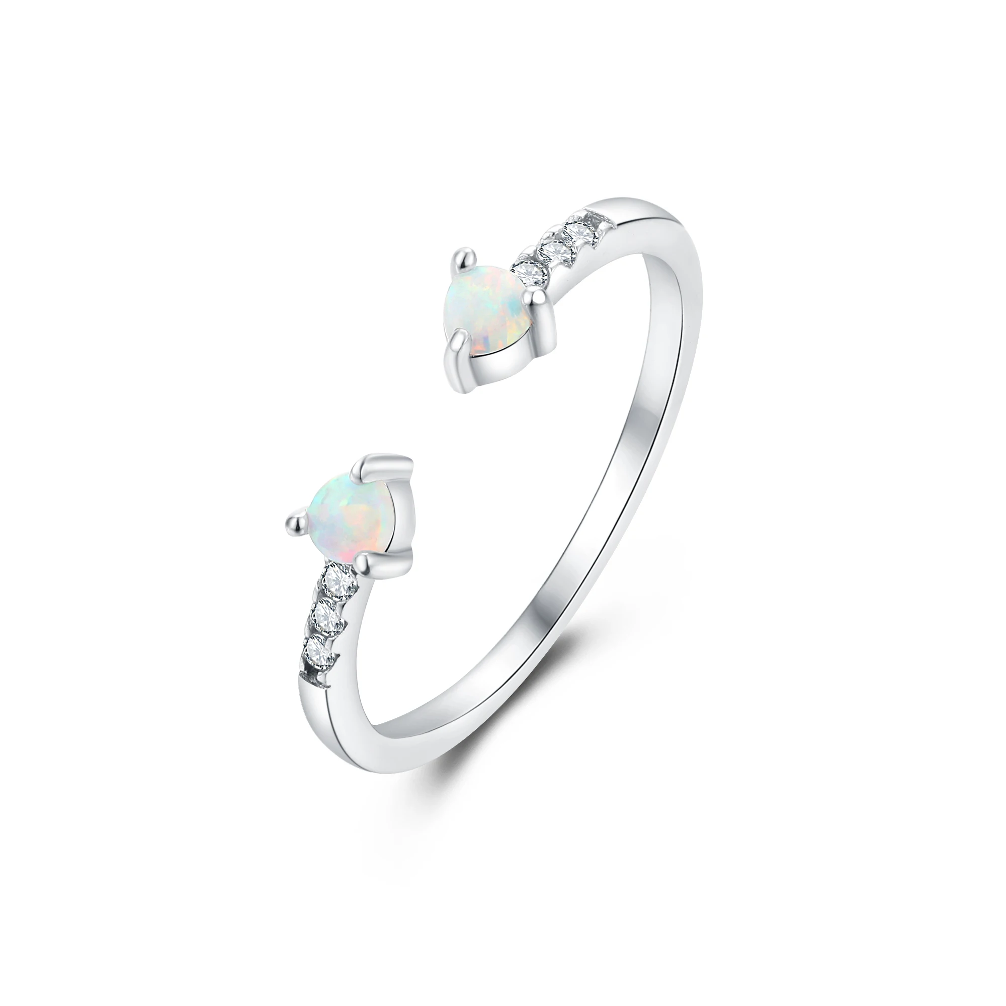 

Simple Opal 925 Sterling Silver White Fire Opal October Birthstone Dainty Minimalist Delicate Tiny Elegant Stackable Promis