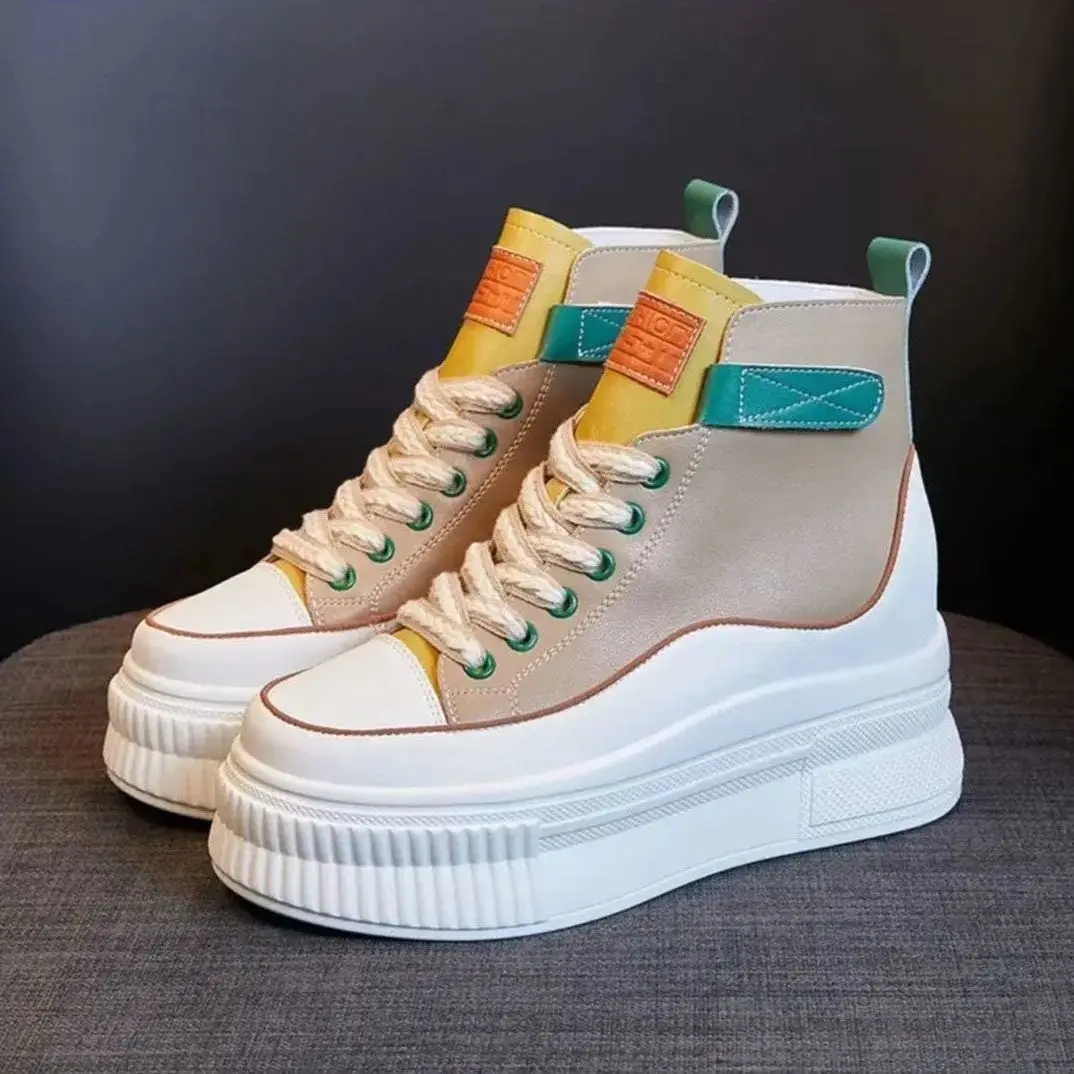 High-Top Height Increasing Insole 7cm Women's Autumn and Winter New Platform Boots Casual High Street INS Sports Board Shoes
