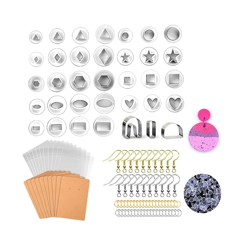 

Polymer Clay Cutters,Clay Earring Cutters With Earring Cards, Earring Hooks, Polymer Clay Cutters For Earrings