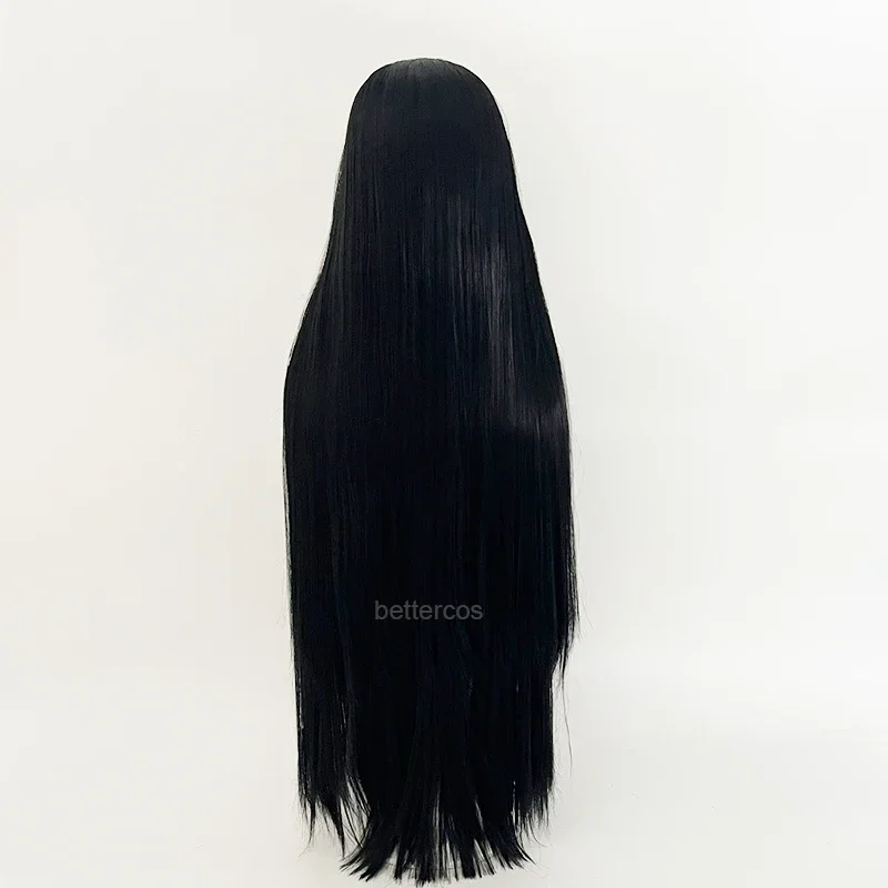 Парик для косплея аниме Boa Hancock с серьгами длинные черные прямые Термостойкие