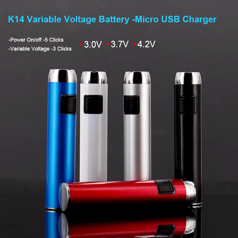 

5pcs Beleaf K14 Preheat Vape Battery 500mAh USB Charger Vaporizer Pen Variable Voltage Batteries For 510 Thread Cartridges Cart