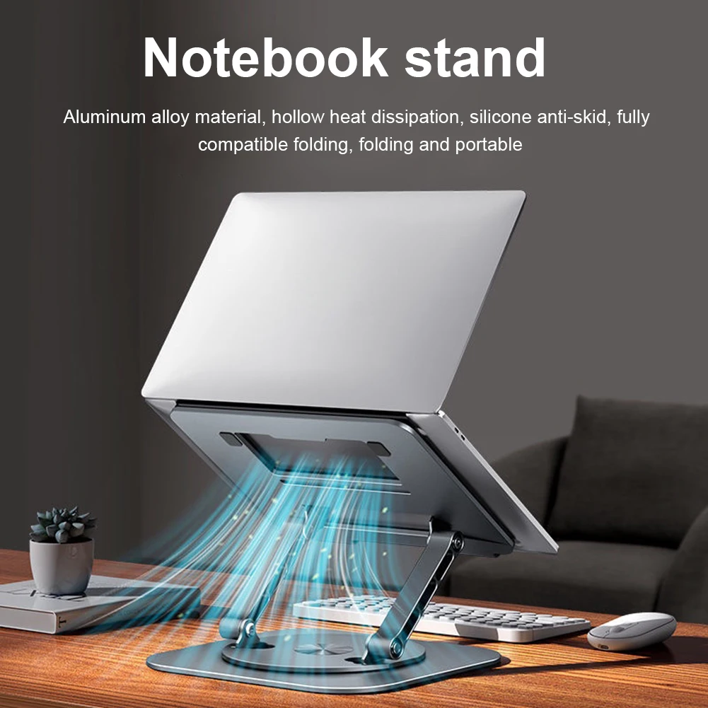 

Laptop Stand Bracket Aluminum Alloy Cooling 360 Rotating Foldable Notebook Cooling Holder Adjustable Height Computer Holder