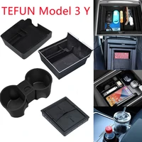 for 2021 tesla model 3 y storage box 2022 tesla central armrest box console cup holder box model y accessories