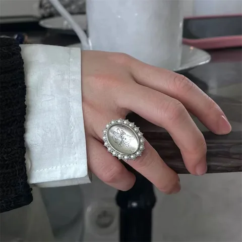 Кольцо с жемчугом и ракушками imixlot