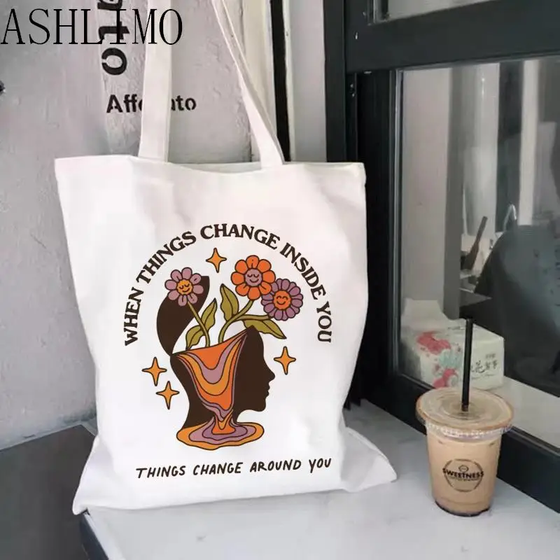 

Women Shopper Bag Large Shopping Bag Travel Handbag Tote Shoulder Printed Kawaii Bags Harajuku Fashion Canvas Shopper Lady Bag
