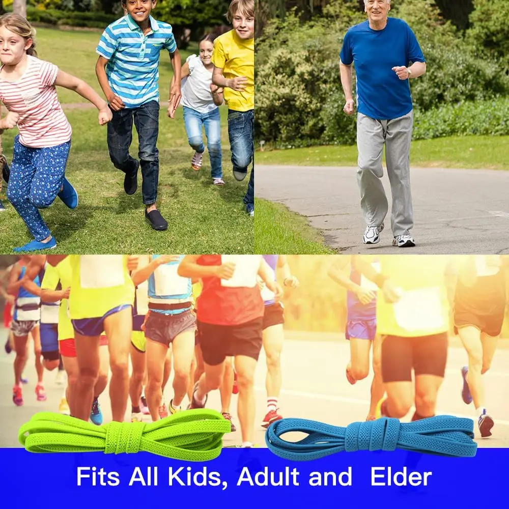 4 Pairs Elastic No Tie Shoe Laces with 4 Colors Tieless Shoelaces One Size Fits All Adult and Kids