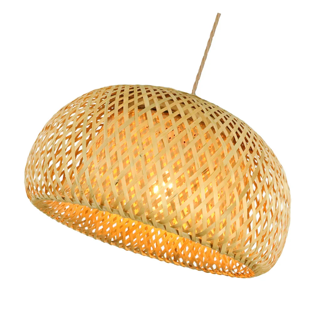

Lamp Shade Light Cover Rattan Pendant Woven Shades Chandelier Lampshade Ceiling Wicker Hanging Bulb Rustic Guard Fixture Globe