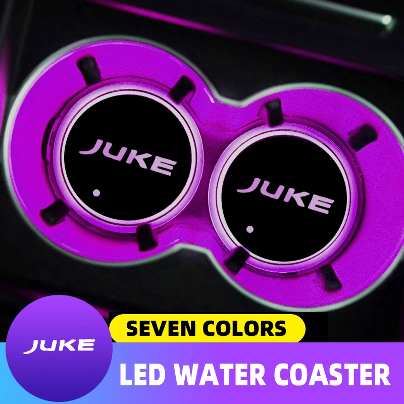 

Luminous Car Water Cup Coaster Holder 7 Colorful USB Charging Car Led Atmosphere Light For Nissan Juke Auto Accessories