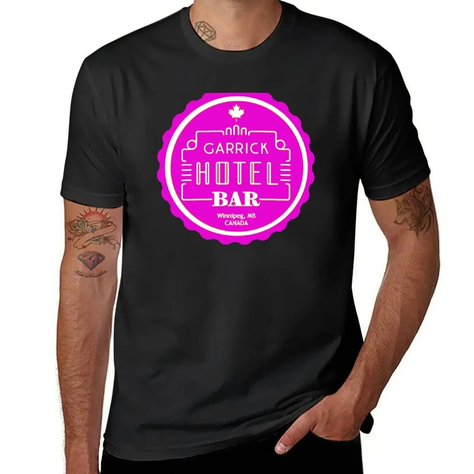 Garrick Hotel Apparel-круглая розово-белая футболка милая одежда рубашка на заказ Забавные