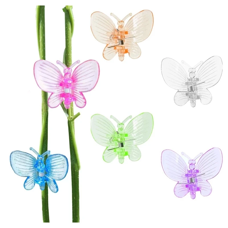 

10pcs/Set 6Colors Mixed Dragonfly Plastic Plant Fix Clips Orchid Clips Support Grower Flowers Fruit Vine Support Garden Supplies