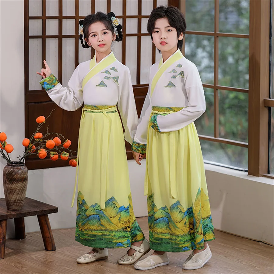 Детская древняя одежда ханьфу традиционная китайская школьная для мальчиков и