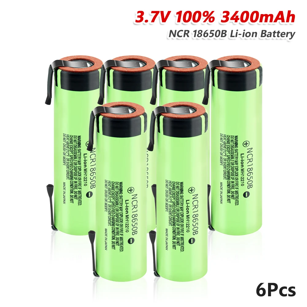 

3.7V 3400mah 100% New Original NCR18650B 18650 Lithium Rechargeable Battery For Flashlight batteries With Nickel Tabs