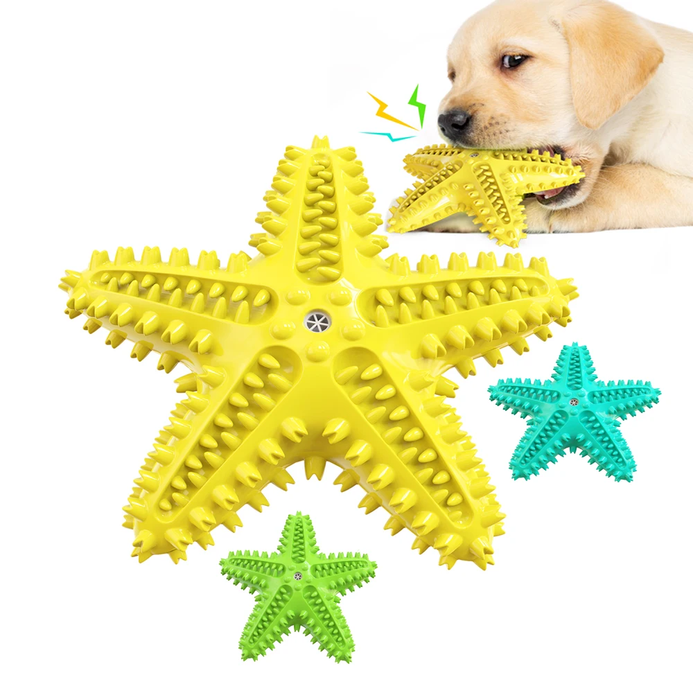 

Dog Molar Squeak Toy Toothbrush Pet Tooth Cleaning Stick For Aggressive Chewer Innovative Starfish Shape Squeaking Pet Dog Chew