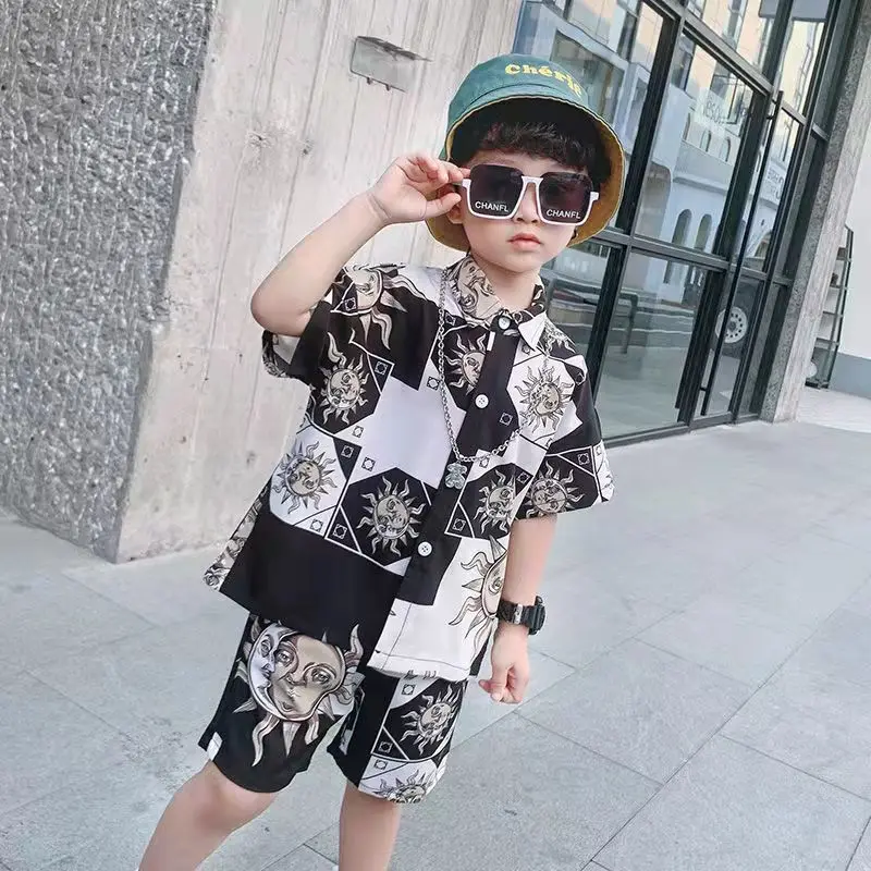 

2 шт./комплект, рубашка с коротким рукавом и шорты для мальчиков