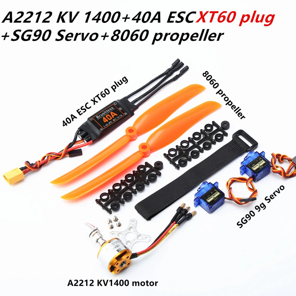 

High Quality Model Vehicle Accs Brushless Motor Kits Parts 40A 8060 Propeller ESC Propeller SG90 9G Micro Servo