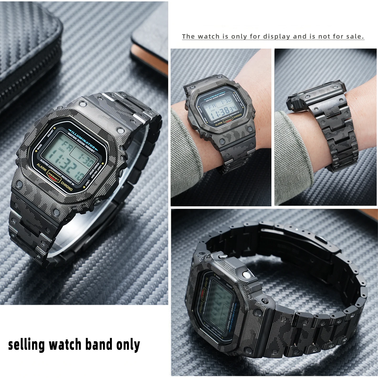 Фото Комплект для модификации часов Casio G-SHOCK DW-5600 GW-M5610: камуфляжный металлический корпус и ремешок, титановый стальной безель, набор для мужчин. №2