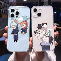anime jujutsu kaisen phone case for iphone 13 12 11 8 7 plus mini x xs xr pro max transparent soft