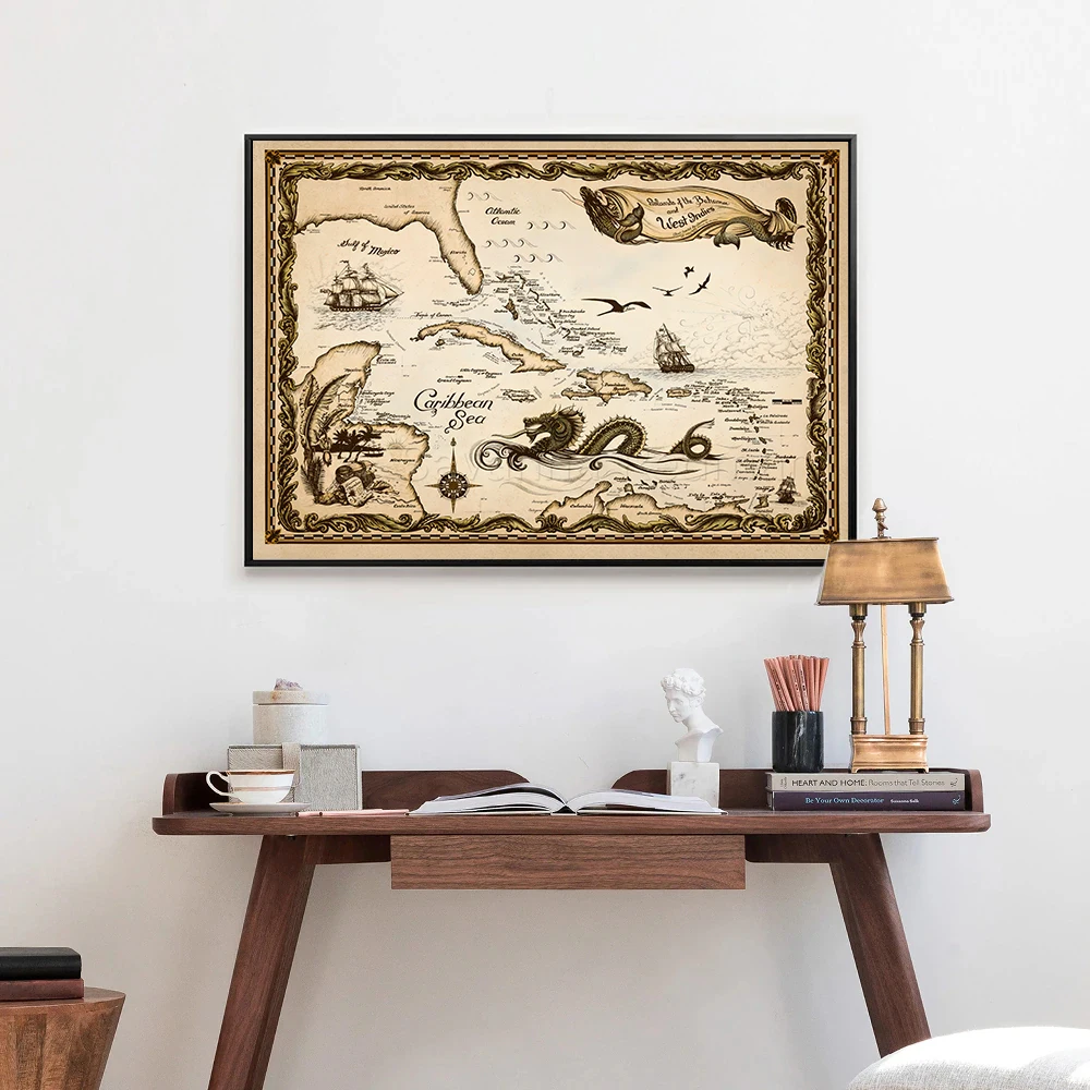 Винтажная карта Карибского моря