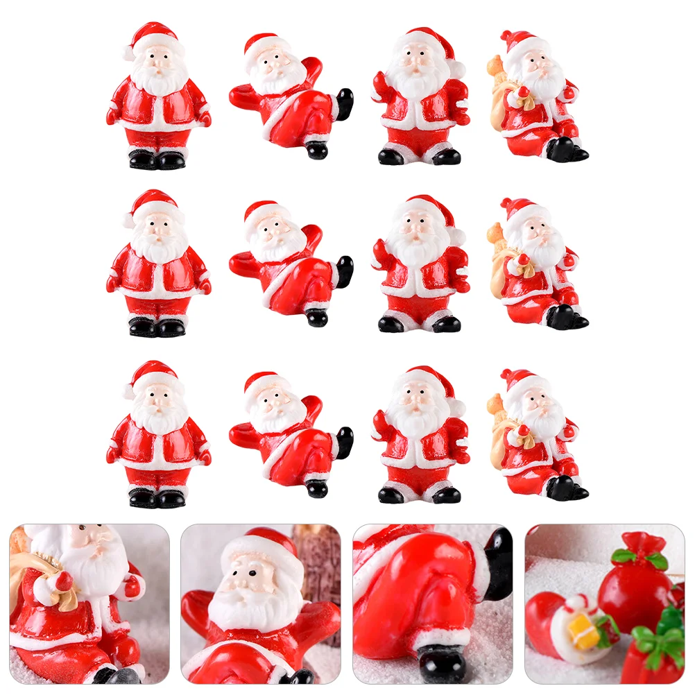 

12 Pcs Miniture Decoration Santa Claus Ornament Christmas Miniatures Ornaments Pearlescent Craft Child