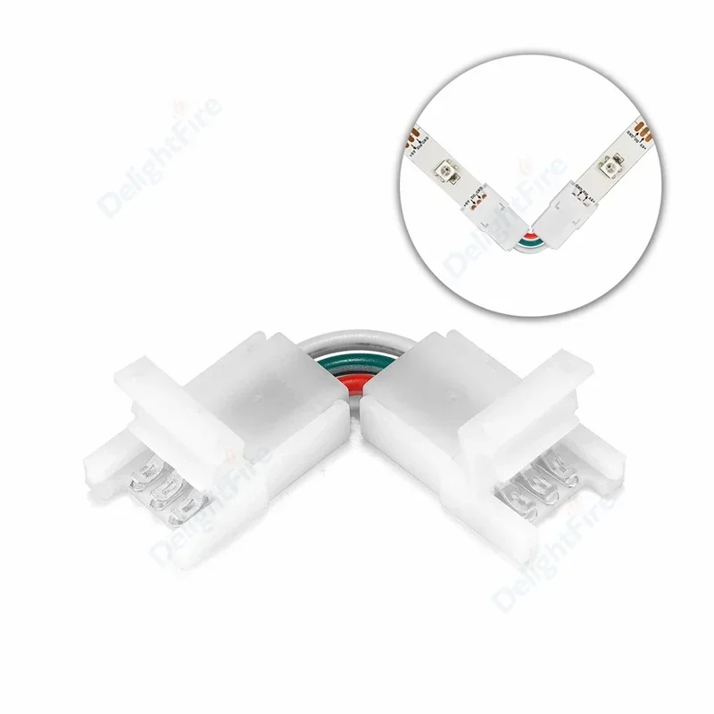 

Разъем для светодиодной ленты 2/3/4 Pin 8/10 мм, регулируемый коннектор под прямым углом для светодиодной ленты 3528/5050 SMD RGB, угол 90 градусов