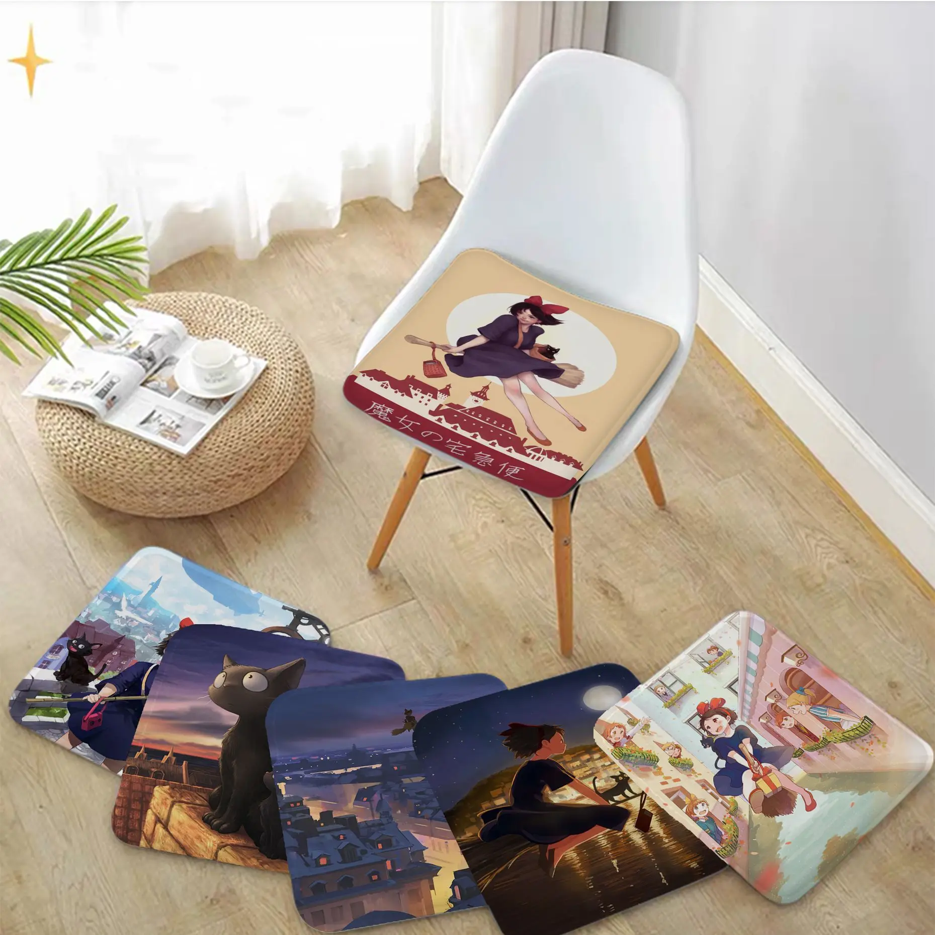 

Kiki's Delivery Service Creative Seat Cushion Office Dining Stool Pad Sponge Sofa Mat Non-Slip Chair Cushions