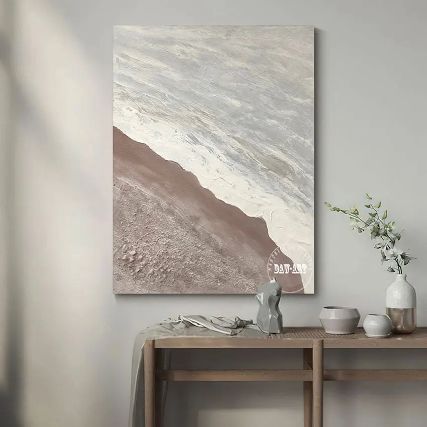 Idea Canvas Artwork For Bedroom High Quality 100% Handmade Abstract Sea Wave Oil Painting Wall Large Restaurant Art Unframed |
