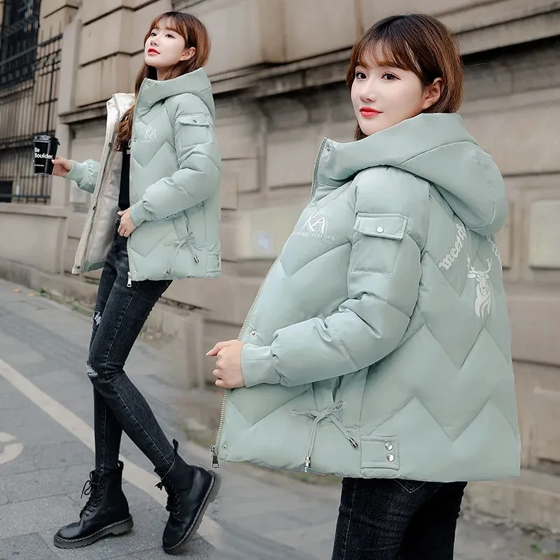 Down Cotton Coat Womens 2022 Autumn Winter New Korean Fashion Loose Casual Padded Jacket Women Large Size Short Thick Parkas