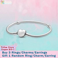 smuxin 925 sterling silver bracelet heart snake chain bracelets friendship bangles for women jewelry making girl birthday gift