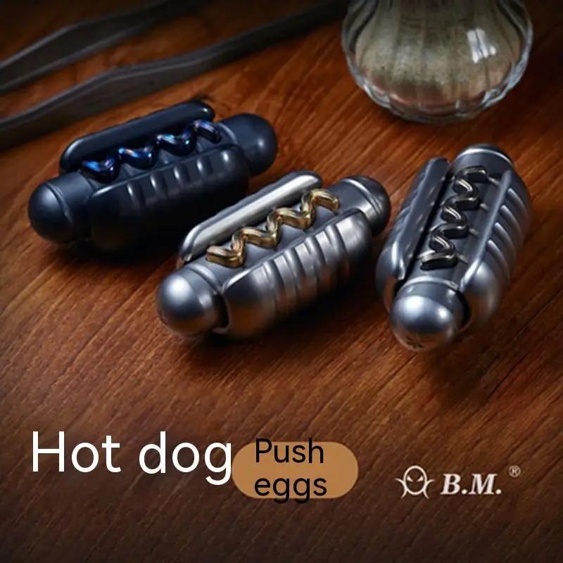 BM. Hot Dog Push Egg Black Mirror Metal Fingertip Decompression Toy Push Card Pop Coin Edc Mechanical Trend Play