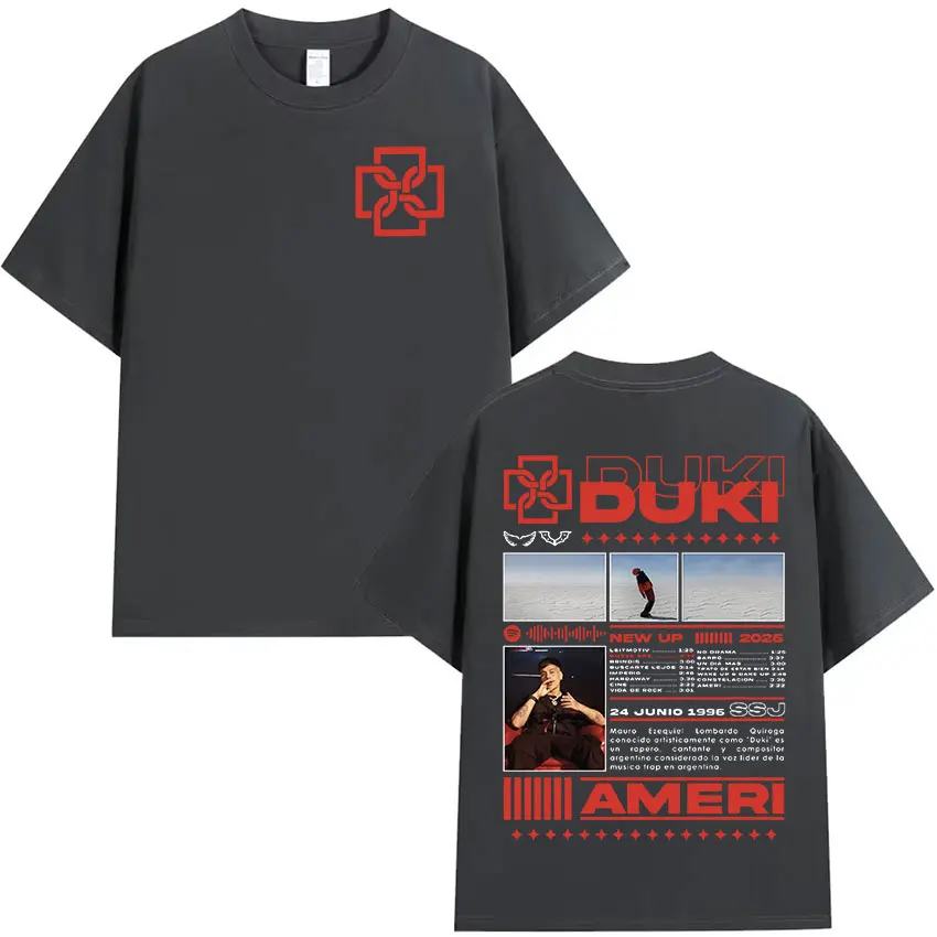 Фото Рэпер Duki SSJ Album 2025 Ameri Графическая футболка Мужская уличная футболка в стиле хип-хоп с короткими рукавами Мужская хлопковая футболка в стиле ретро Уличная одежда №5