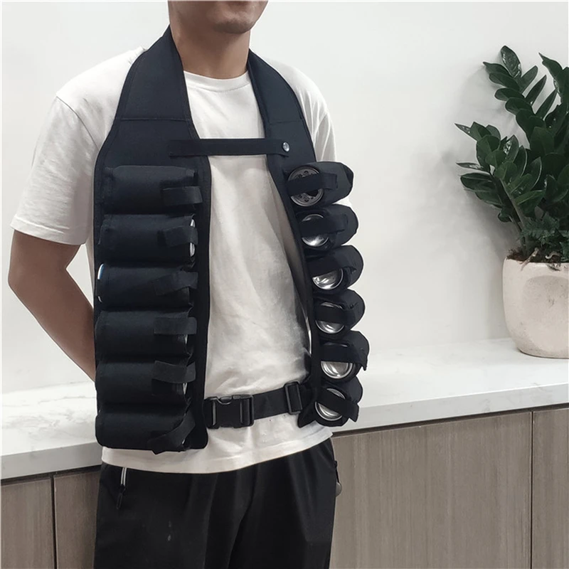 

Beer Belt Vest, Breathable Portable Detachable Shoulder Carry Bag, Drink Can Holder Bar Tool 12 Packs One Dozen