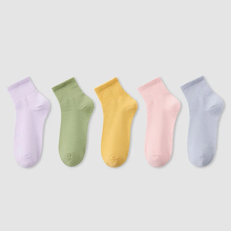 Socks, all cotton, girls' solid color socks, sports socks, spring and summer short tube socks, Zhuji socks, women's socks, pure