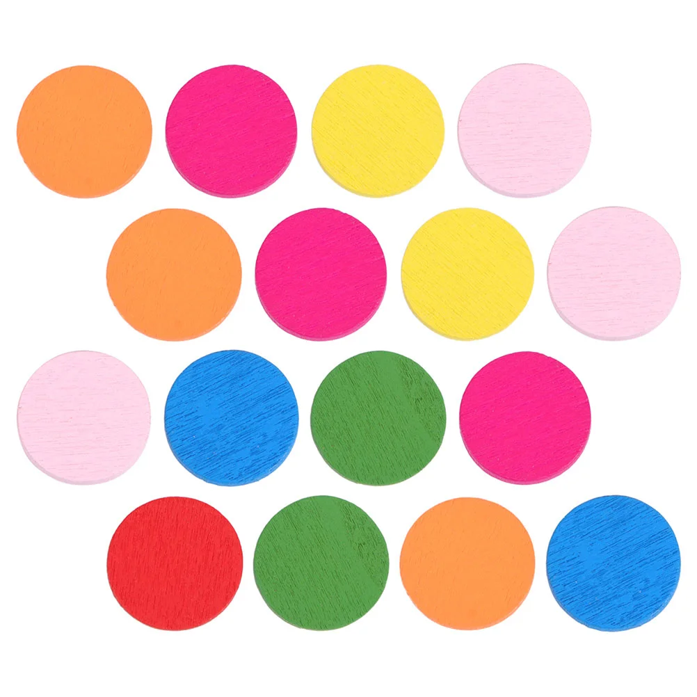 

150 Pcs Wooden Multicolored Round Chips Blocks Teaching Toys Counting Kids Arithmetic Funny Child Mini