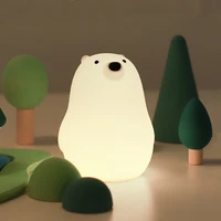 little white bear silicone lamp usb charging bedside timing with sleeping lamp childrens cartoon bedroom led pat night lamp