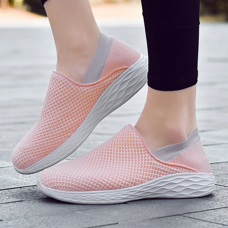 Men Women Walking Shoes Light Weight Fashion Breatable Sneakers Slip-on Casual Couple Shoes for Spring Summer Size 36-45