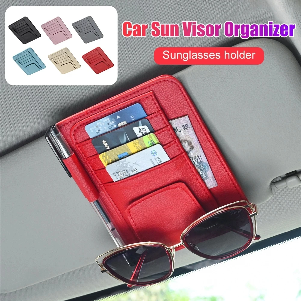 

New Car Sun Visor Bill Pen Business Card Holder CD DVD Organizer Storage Box Sunglasses Clip Stowing Tidying Car Accessories