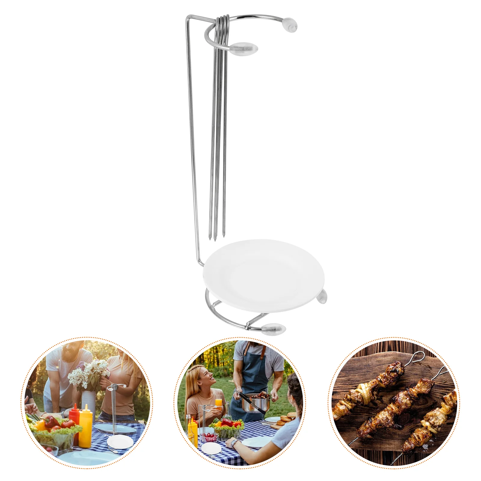 

1 Set of 4pcs Stainless Steel Skewers for Grilling Barbecue Skewers Stainless Steel Kabob Skewers for Camping Bonfire Kebab